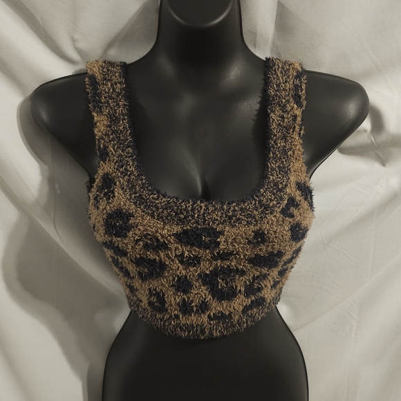 Skims Cozy Knit Scoop Neck Bralette Leopard Size S/M NWOT - Picture 2 of 5